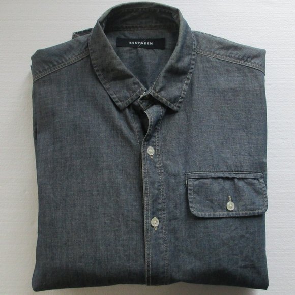BESPOKEN DENIM BUTTON-DOWN SHIRT - Picture 8 of 10